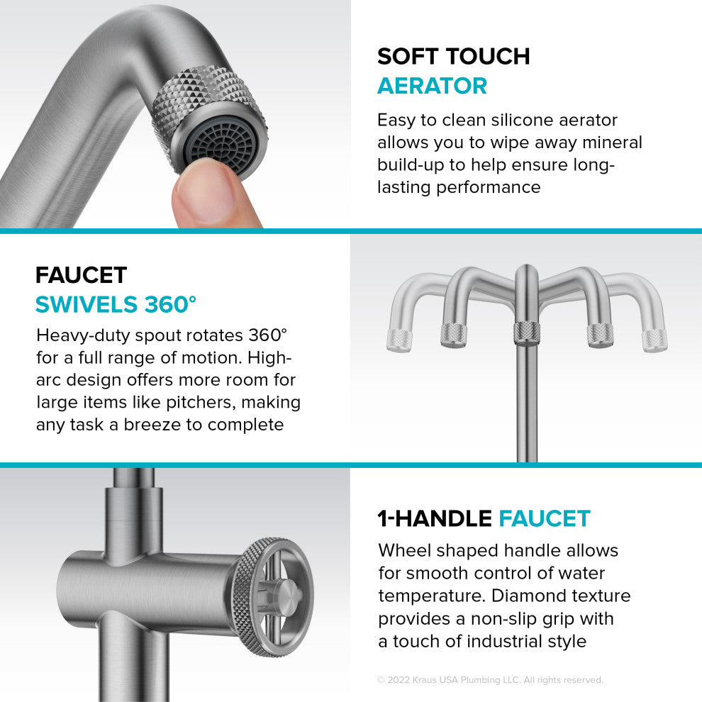 Urbix Bridge Kitchen Faucet, Brushed Gold, Kpf-3127bg
