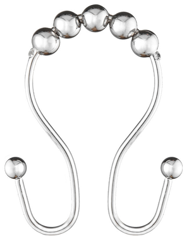Utopia Alley Shower Hooks - Double Shower Curtain Rings for Bathroom, Set of 12, Chrome