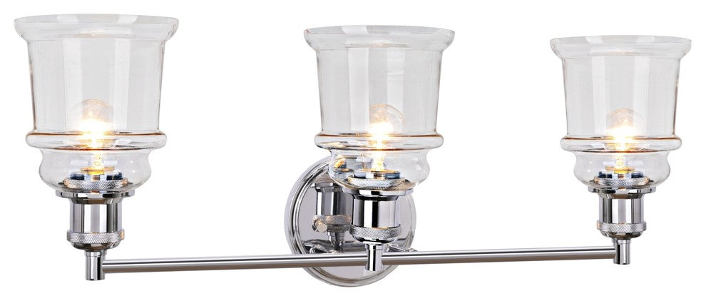 62125, 3-Light Metal Bathroom Vanity Wall Light Fixture, Chrome