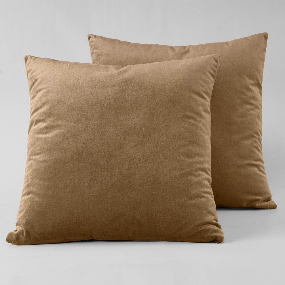 Heritage Plush Velvet Cushion Cover Pair, Spiced Rum, 18w X 18l