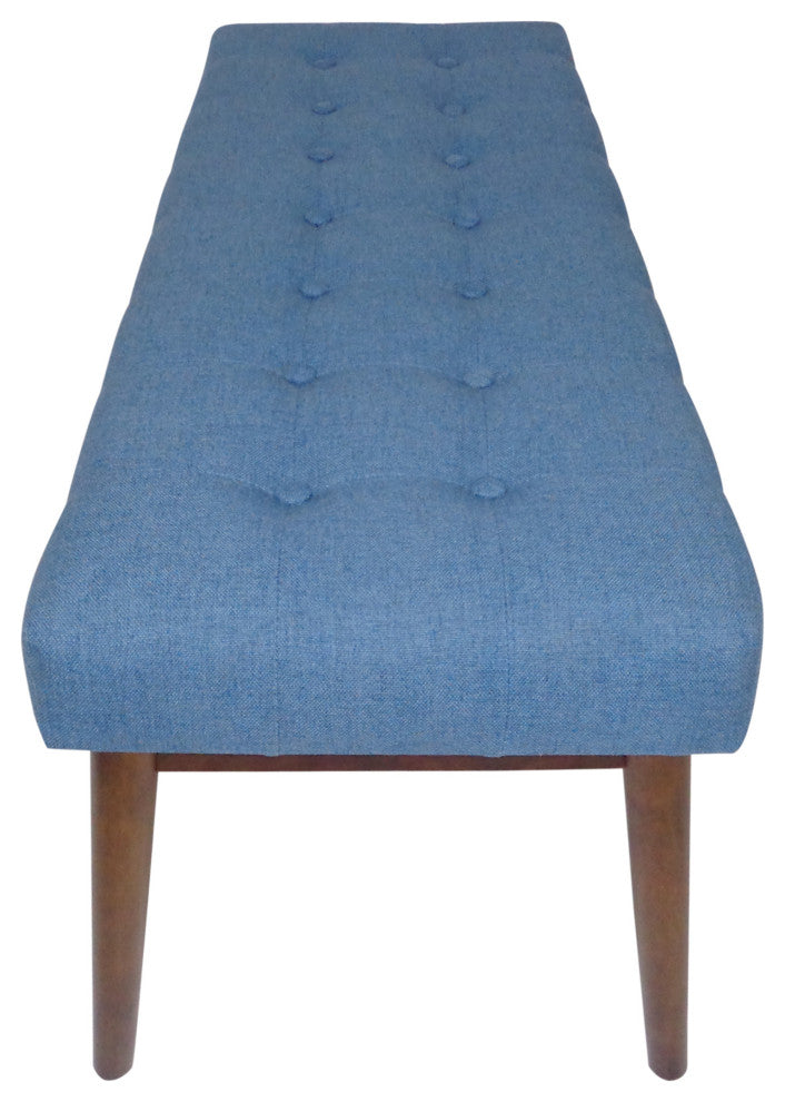 GDF Studio Flora Mid Century Tufted Fabric Ottoman, Blue