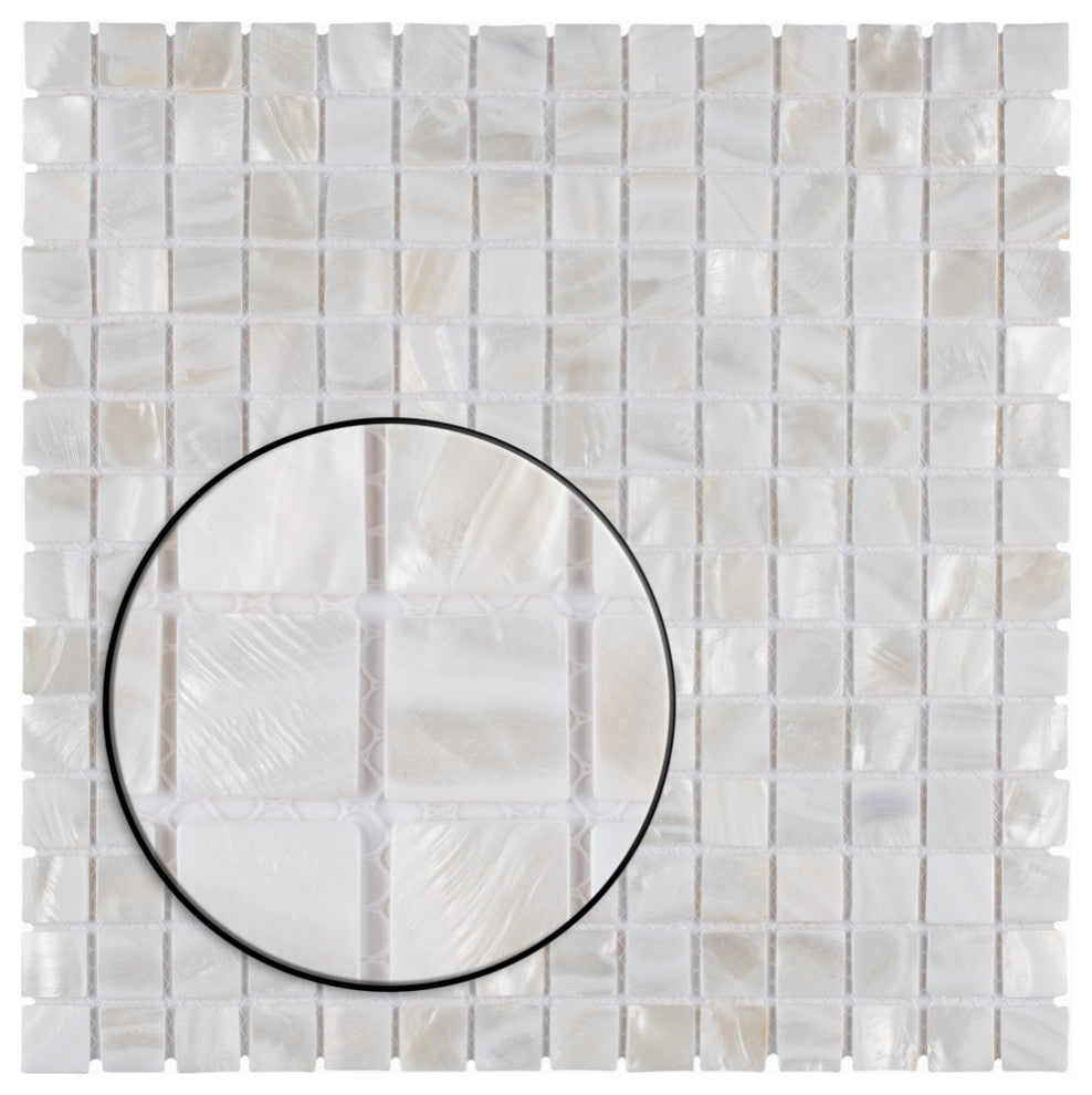 Conchella Square White Natural Shell Wall Tile