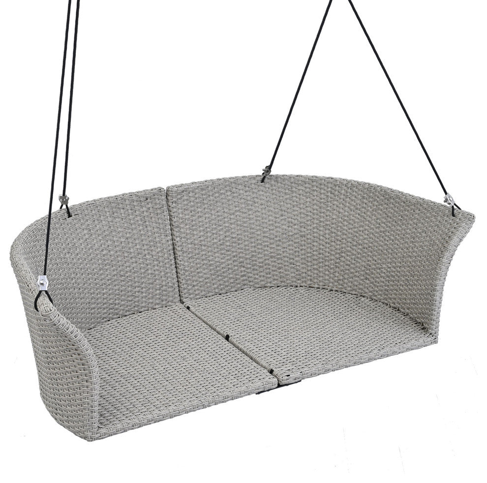 51.9" 2 Person Hanging Seat Rattan Woven Swing Chair, Gray