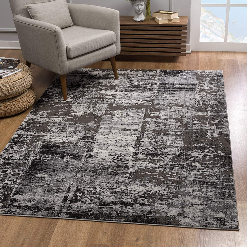 4' X 6' Gray Abstract Dhurrie Area Rug