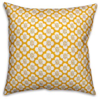 Yellow Floral Pattern Throw Pillow, 16"x16"