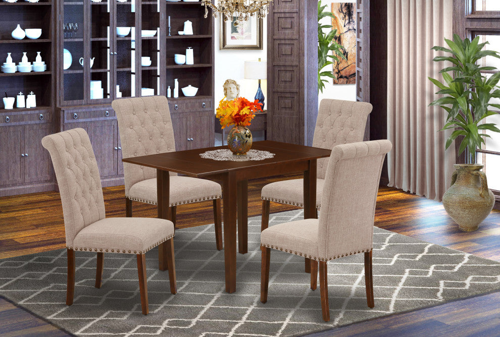 Dinette Set 5 Pc "“ Four Kitchen Chairs, Dining Table Mahogany Finish Wood