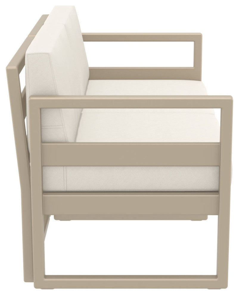 Mykonos Patio Loveseat Taupe With Acrylic Fabric Natural Cushion