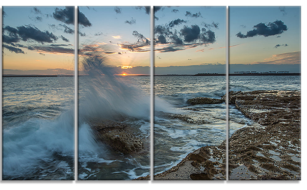 "Sunset at Sydney Seashore" Canvas Print, 4 Panels