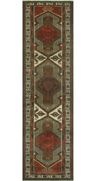 Fine Vintage Distressed Woraz Rust/Ivory Runner, 3'2x11'5