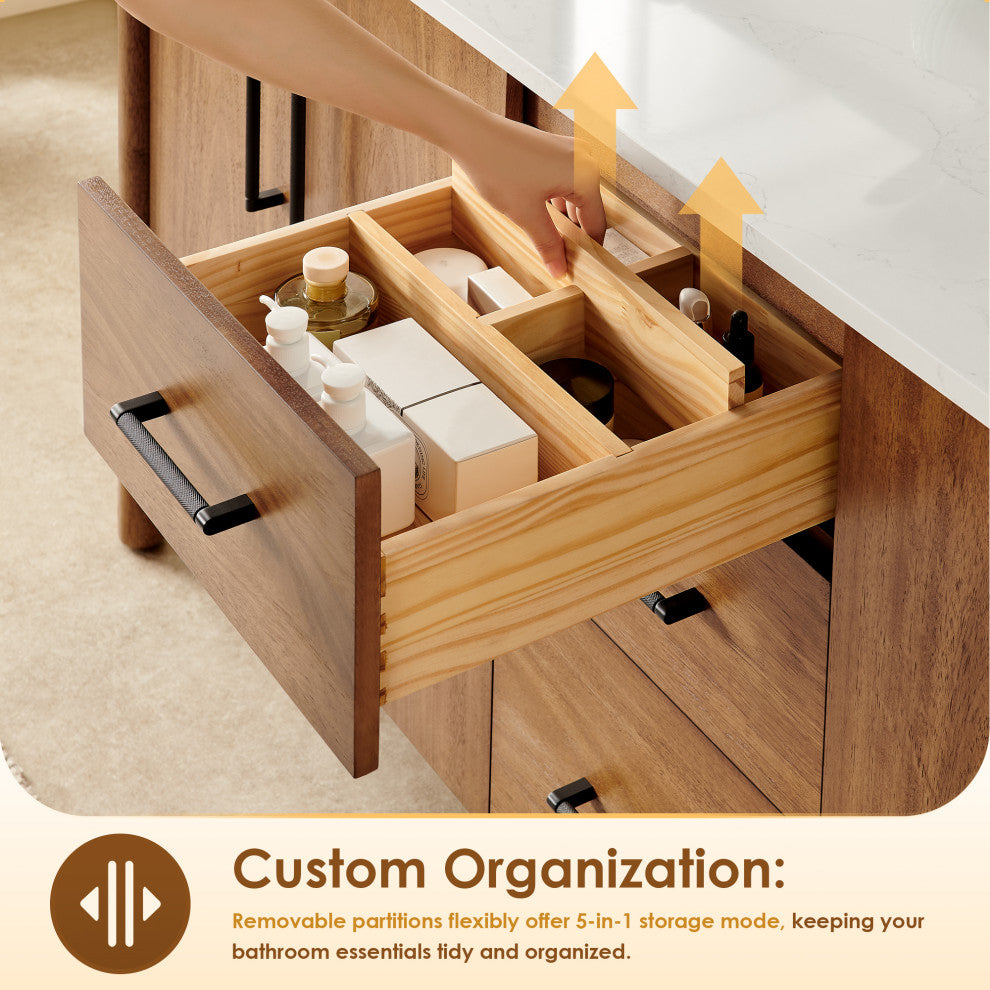 Velora Bathroom Vanity, Mango Brown, 60", With Mirror