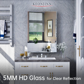 Backlit LED Mirror for Bathroom, Anti-Fog Dimmable, Silver, 20x28