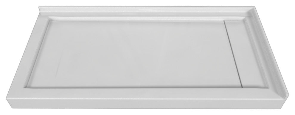 Valley Acrylic Double Threshold Acrylic Linear Drain Shower Base 60", White, 60"