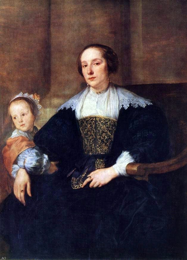 Sir Antony Van Dyck The Wife and Daughter of Colyn de Nole Gallery Wrap Canvas