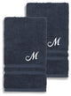 Denzi Hand Towels With Monogrammed Letter, Set of 2, M