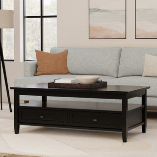 Warm Shaker Solid Wood Coffee Table, Black