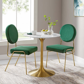 Lippa 28" Round Dining Table, Gold White