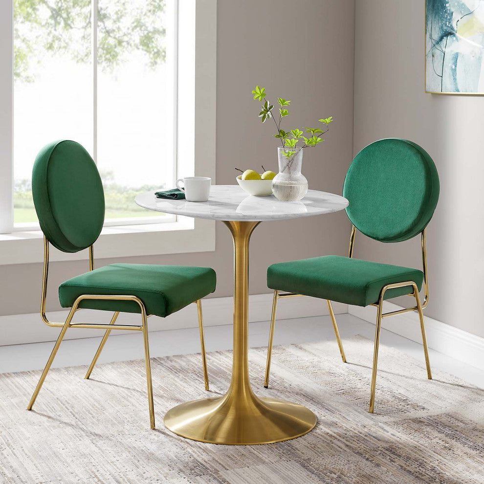 Lippa 28" Round Dining Table, Gold White