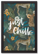 Just Chill Tropical Cheetah Green 13.73x19.73 Black Framed Canvas