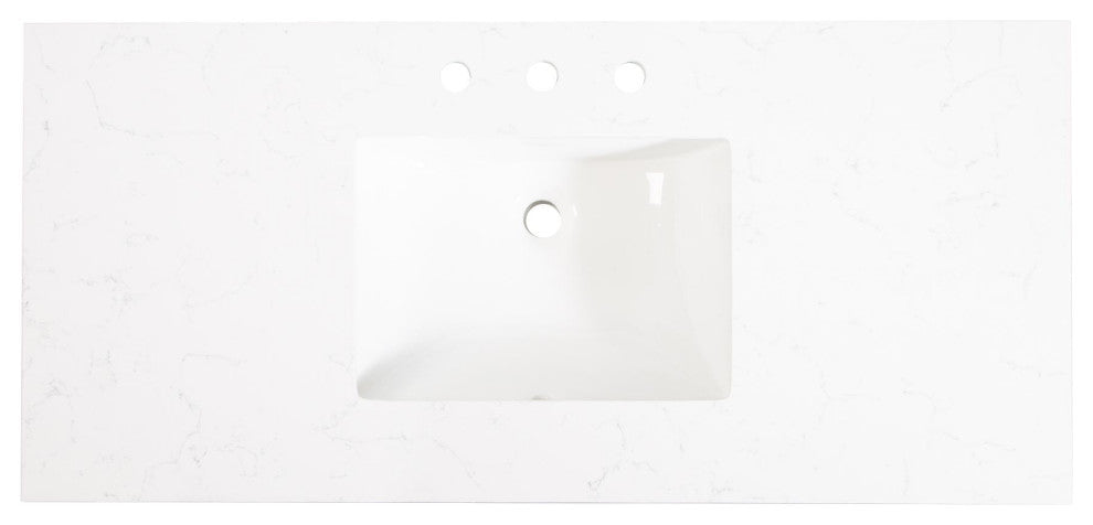48 Inch Bathroom Vanity Set with 38 Inch Mirror, Quartz Top, cUPC Certified Sink, White