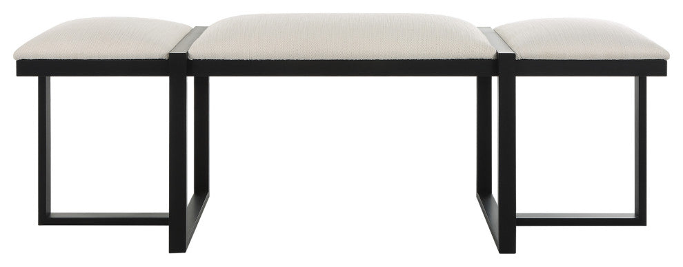 Uttermost 23761 Triple Cloud 60"W Bench - Black / White