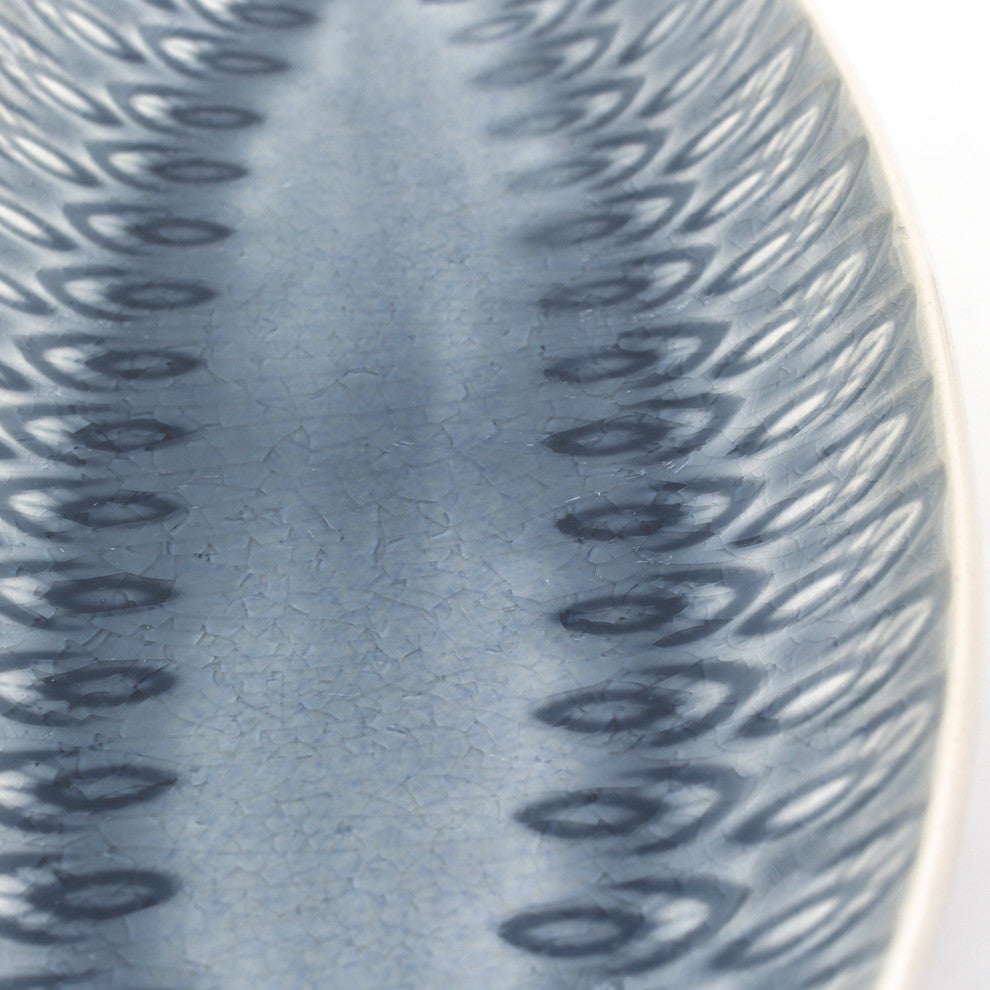 Peacock Crackle-glazed Appetizer Platter, Grey