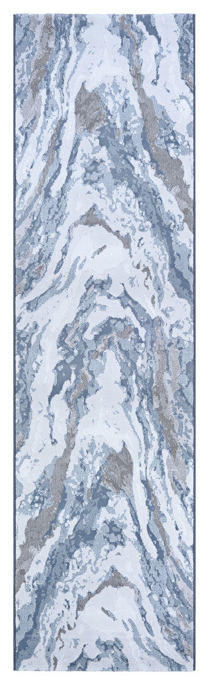 Serenity Abstract Marble Area Rug, Grey-Opal, 2'2"x7'10" Runner