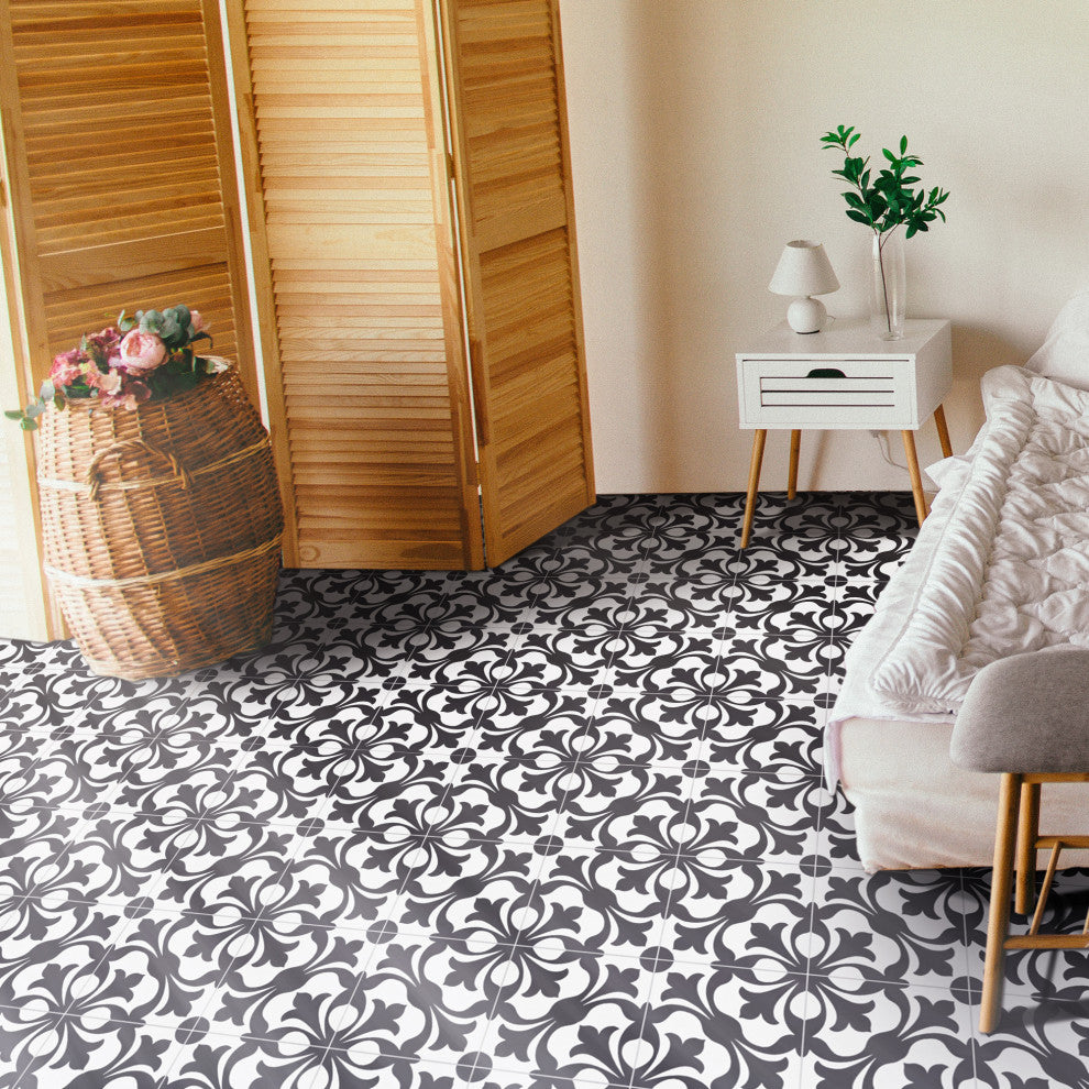 Sefrou Handmade Cement Tile, Black/White, Sample