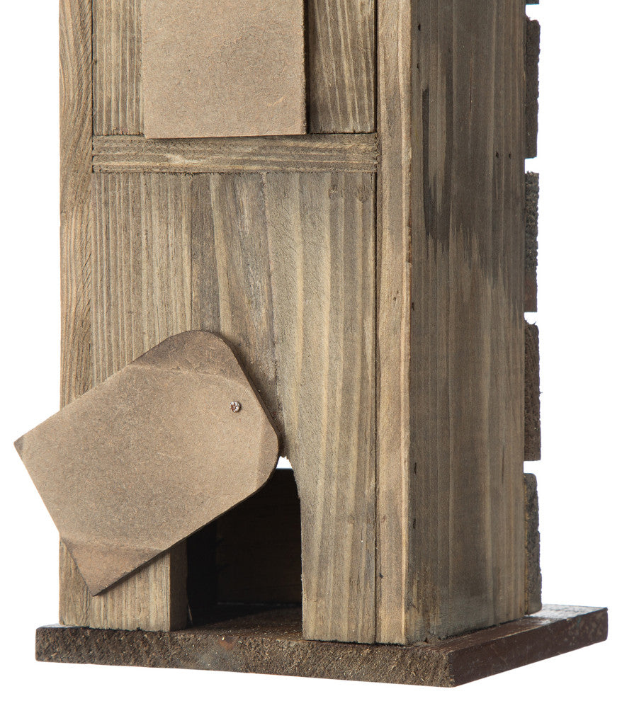 14.5"H Brown/White Two-Tiered Distressed Solid Wood Birdhouse