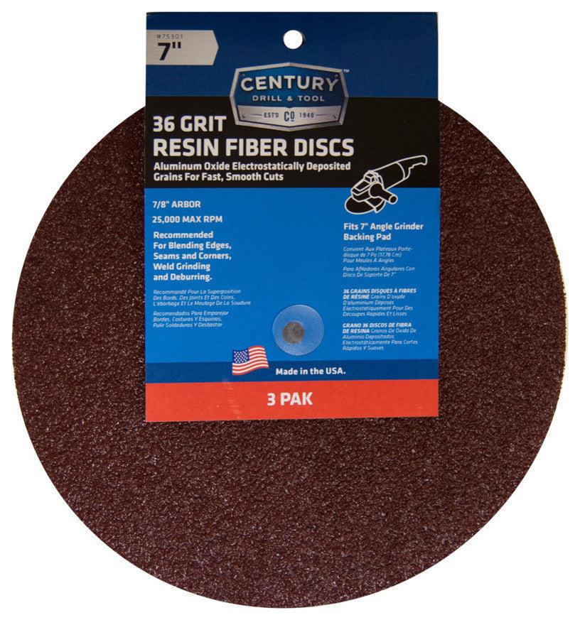 7" Resin Fiber Disc, 36 Grit