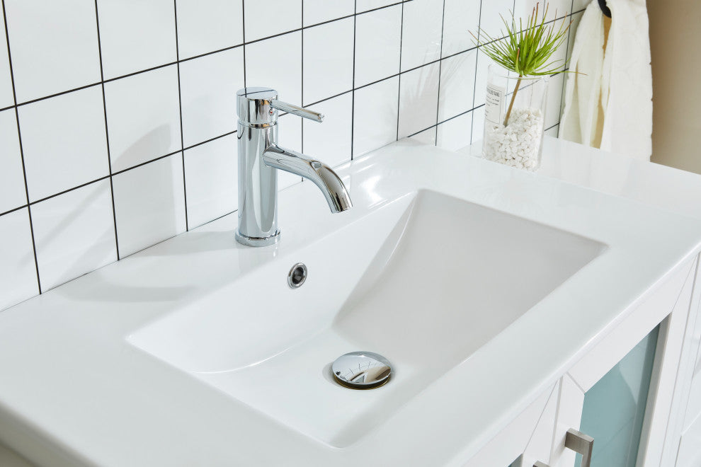 Vanity Art Single-Sink Vanity Set With Ceramic Top, 42", White