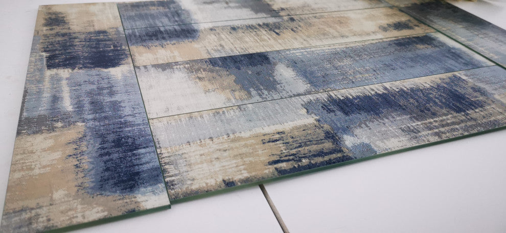 Nature 4 in x 16 in Glass Subway Tile in Cement Blue