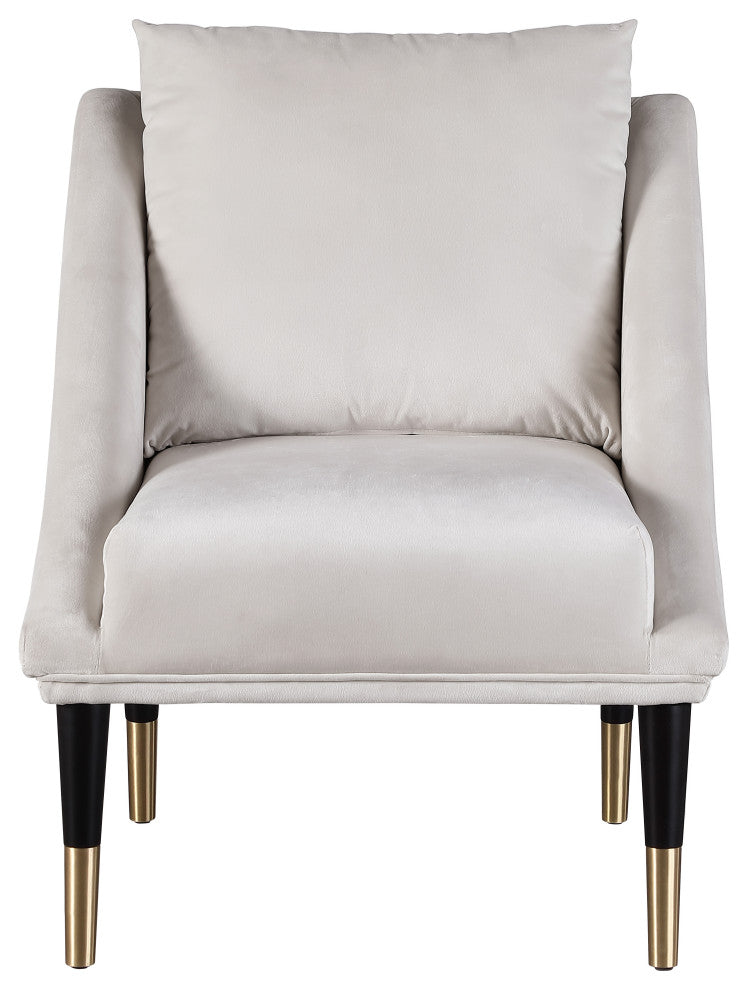 Elegante Velvet Upholstered Accent Chair, Cream