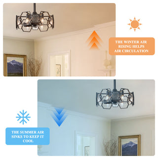 Bella Depot 19" Black Ceiling Fan with Remote and Light 6-speed