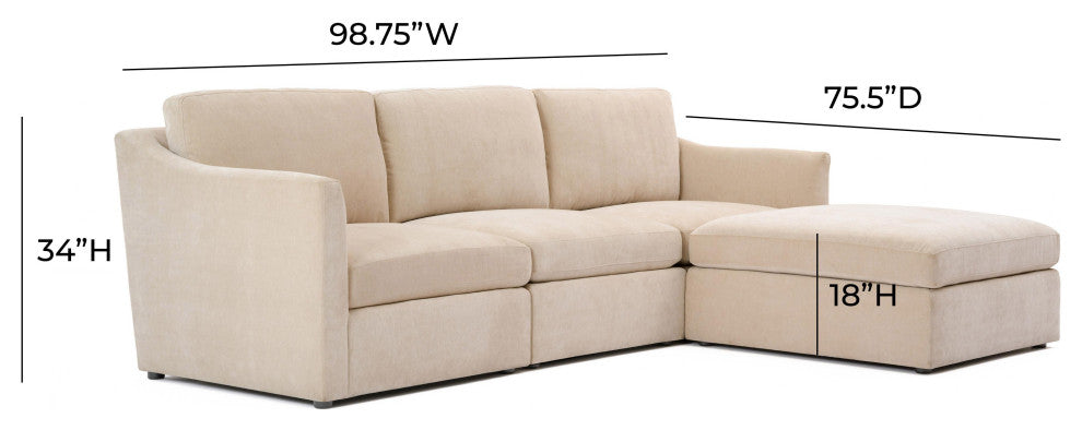 Aiden Beige Modular Small Chaise Sectional - Beige