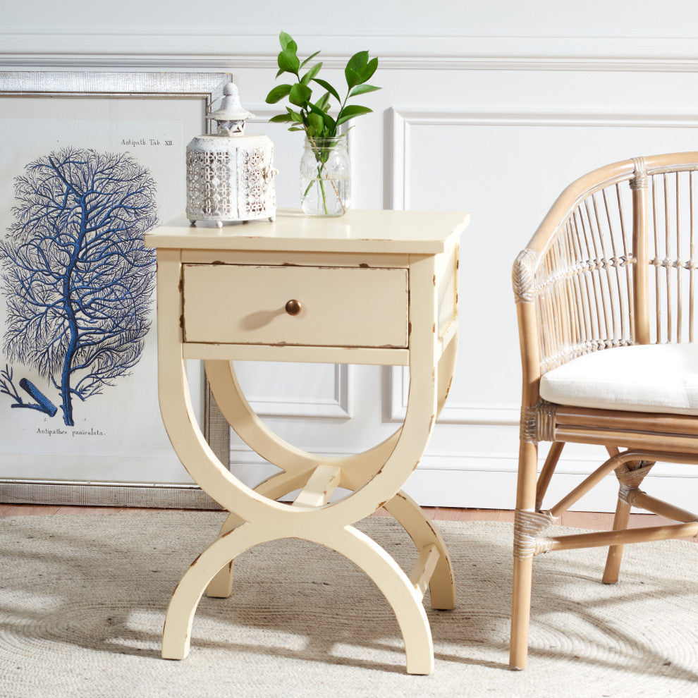 Safavieh Maxine Accent Table w/ Storage Drawer, Cream