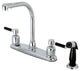 Kingston Brass 8" Centerset Kitchen Faucet With Sprayer, Polished Chrome