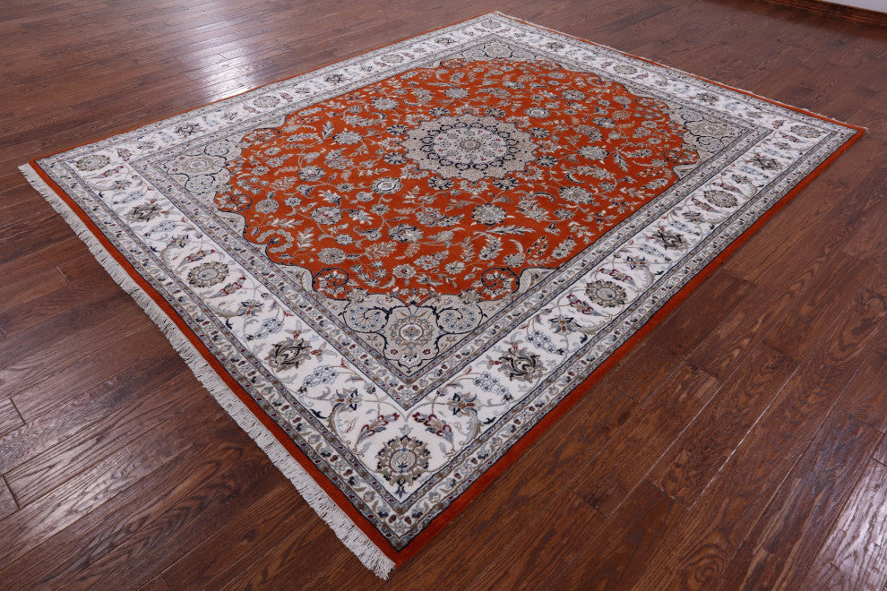 Persian Nain Wool & Silk Hand Knotted Rug 8' 1" X 10' 0" - Q13125