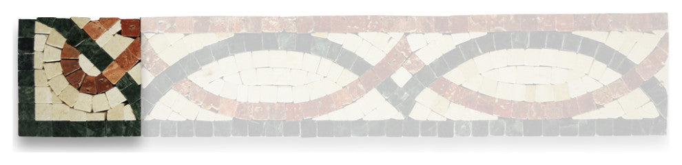 Asterales Red 2.8x2.8 Marble Mosaic Border Corner Tile Polished, 1 piece