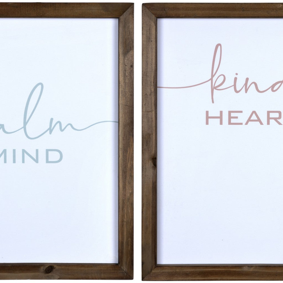 Set of 3 Wooden Brave Calm Kind Wall Frame D"cor