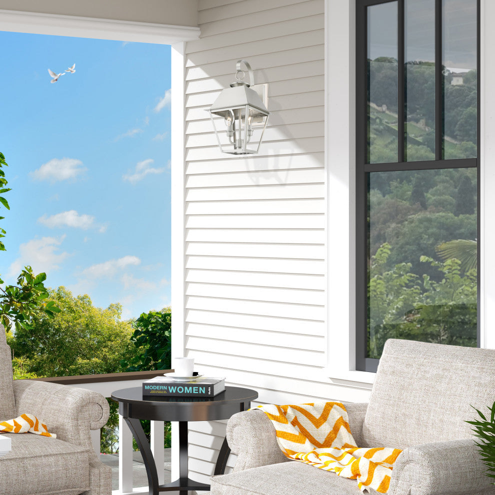 Wentworth 2 Light Brushed Nickel Outdoor Medium Wall Lantern