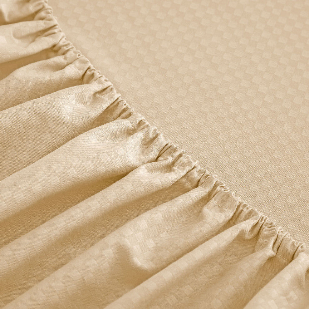Tobol 6 Piece Embossed Sheet Set, Beige, Twin
