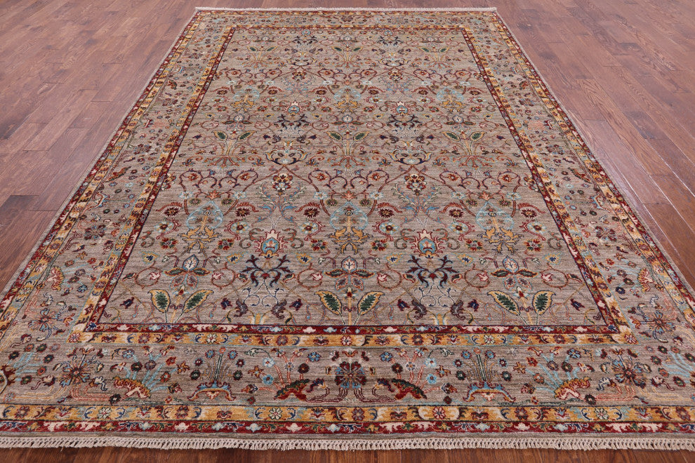 8' 1" X 11' 1" Hand Knotted Persian Tabriz Wool Rug Q7538