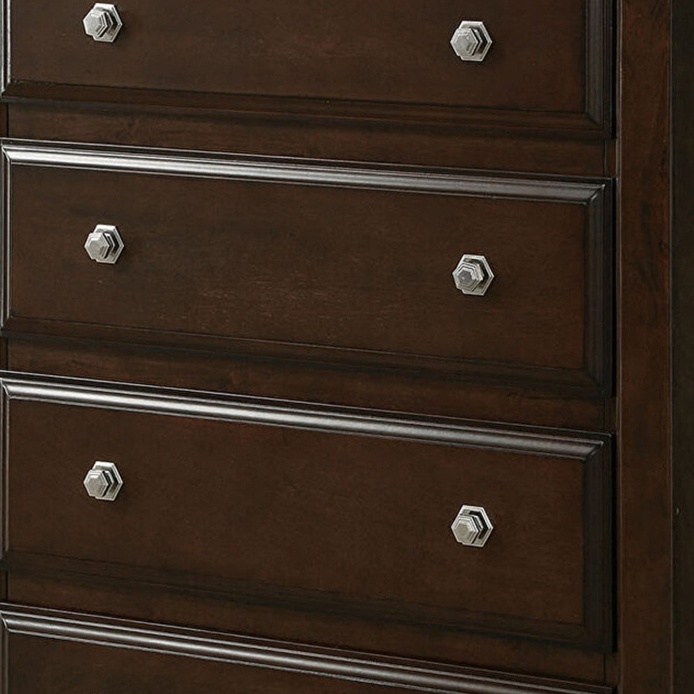 Benzara BM137482 Roomy Transitional Style Wooden Chest, Brown Cherry