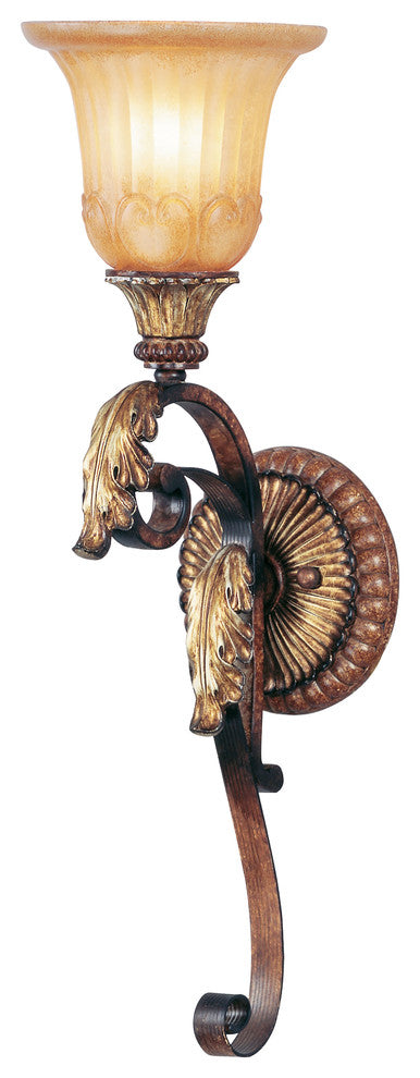 Villa Verona Wall Sconce, Verona Bronze With Aged Gold Leaf Accents