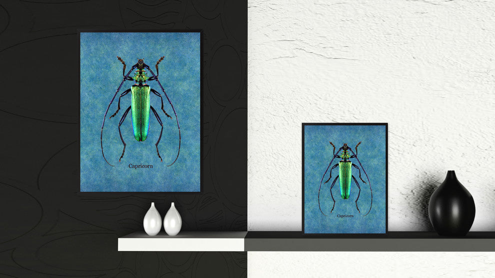 Capricorn Animal Blue Print on Canvas with Picture Frame, 22"x29"