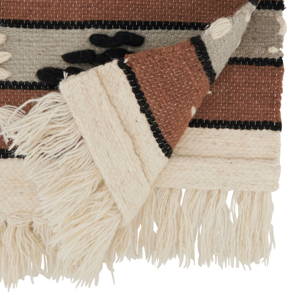 Textured Table Runner With Boho Design, Natural, 16"x72"