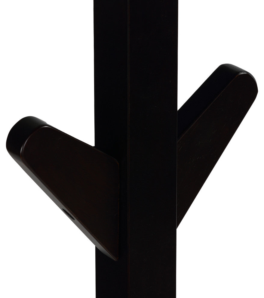 Cortesi Home Gunther Wooden Coat Rack Tree, Dark Espresso 8-Hooks