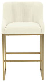 Lisa Cream Pleated Velvet Counter Stool
