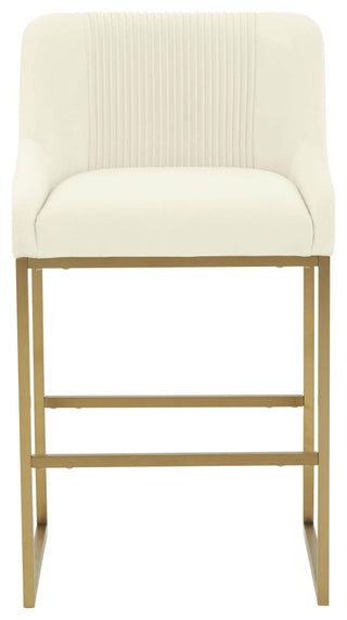Lisa Cream Pleated Velvet Counter Stool