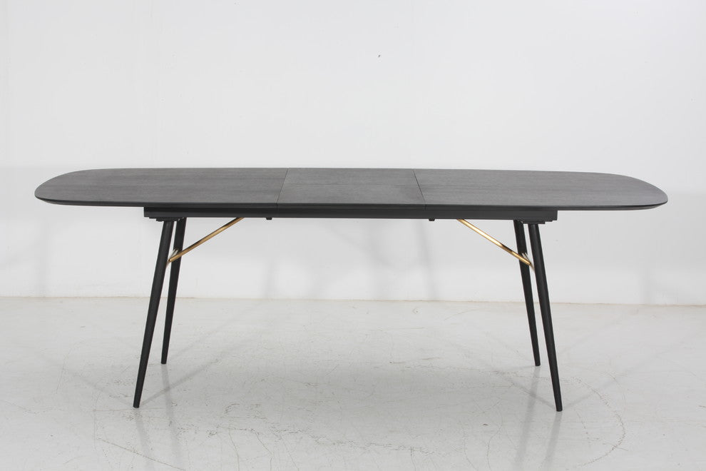 Modrest Billy Modern Black Oak and Gold Extendable Dining Table